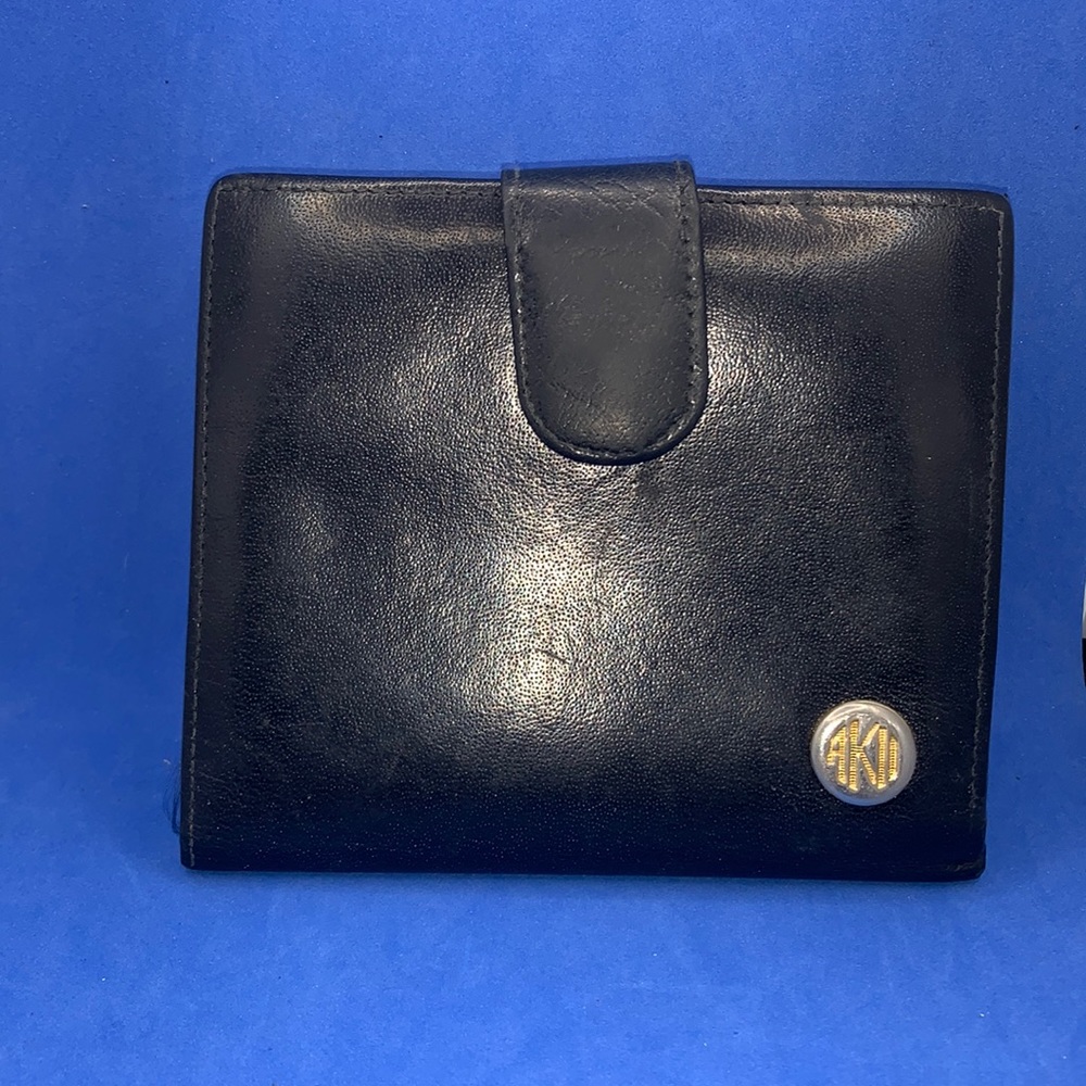 Super‎ vintage black leather Wallet Anne Klein 2 kiss lock coin holder